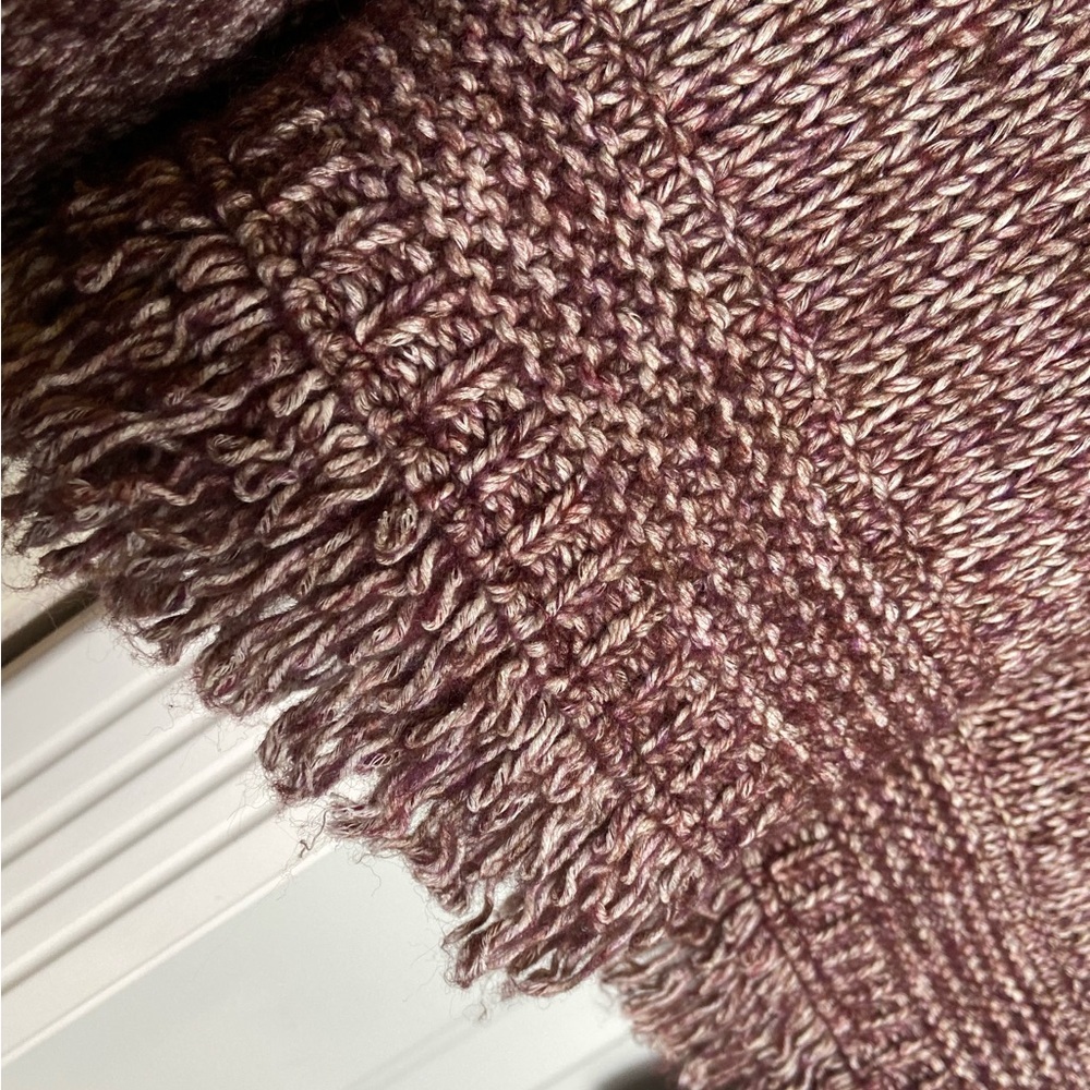 Tribal~Fringed~Cable Knit~Burgundy/Cream~Variegated~Sweater~Cardigan~Size TG/XL - Picture 12 of 16